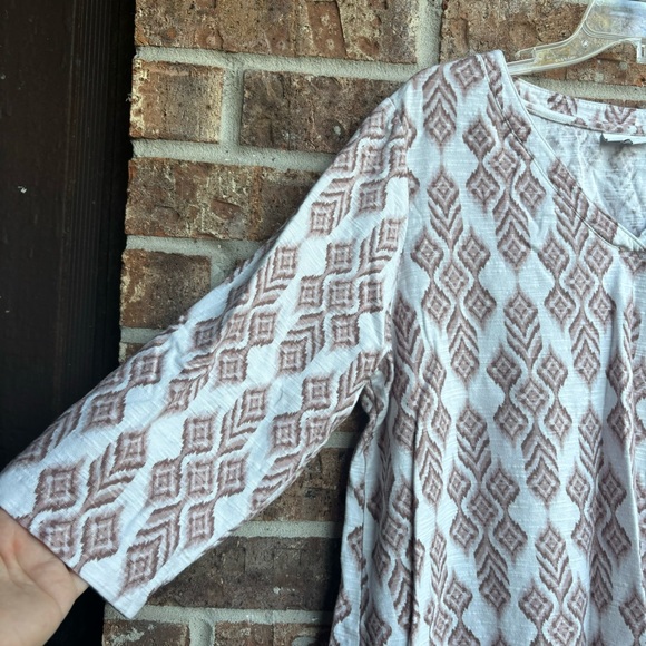 Pure Jill blush abstract print 100% cotton v neck 3/4 sleeve size XL - Picture 3 of 6